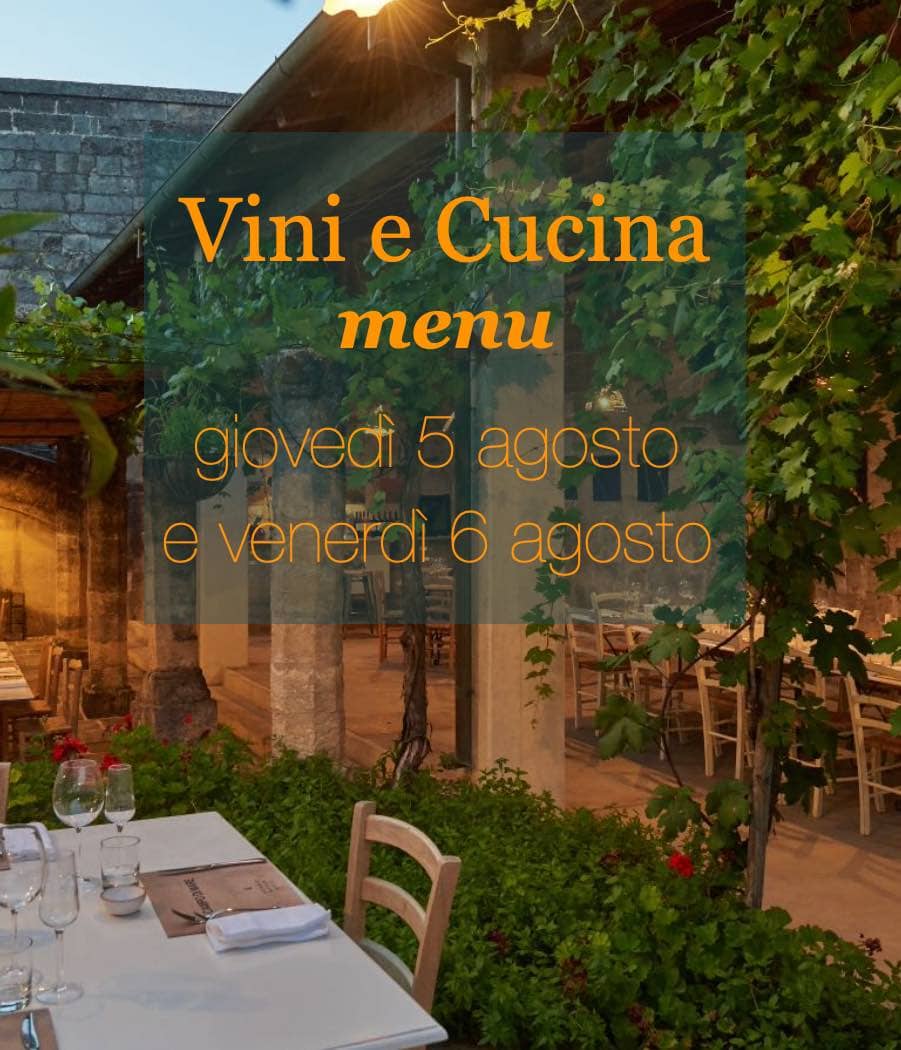 vini e cucina menù del 5 e 6 agosto 2021